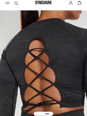 Gymshark Black Cropped Seamless Pullover with Drawcord